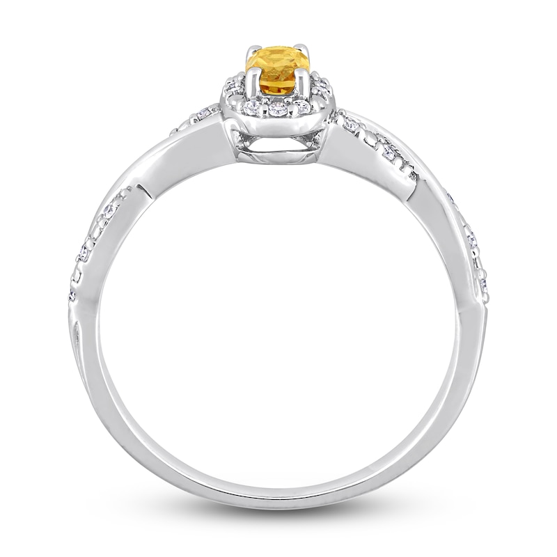 Citrine & Diamond Promise Ring 1/10 ct tw Oval/Round-Cut Sterling Silver