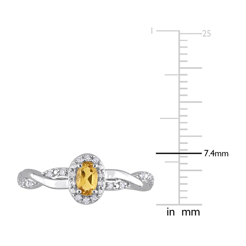 Main Image 6 of Citrine & Diamond Promise Ring 1/10 ct tw Oval/Round-Cut Sterling Silver