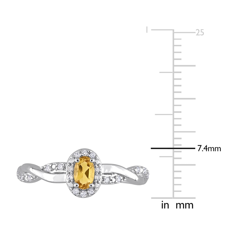 Citrine & Diamond Promise Ring 1/10 ct tw Oval/Round-Cut Sterling Silver