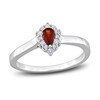 Thumbnail Image 1 of Garnet & Diamond Promise Ring 1/10 ct tw Pear/Round-Cut Sterling Silver