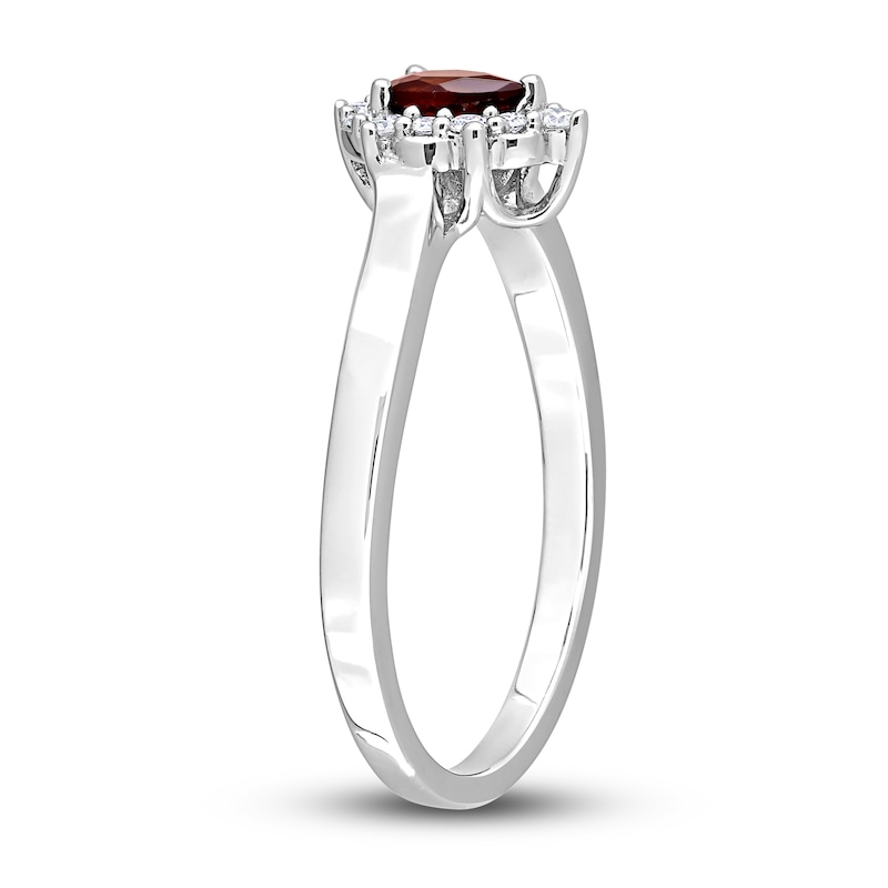 Main Image 3 of Garnet & Diamond Promise Ring 1/10 ct tw Pear/Round-Cut Sterling Silver