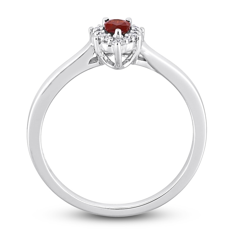 Garnet & Diamond Promise Ring 1/10 ct tw Pear/Round-Cut Sterling Silver