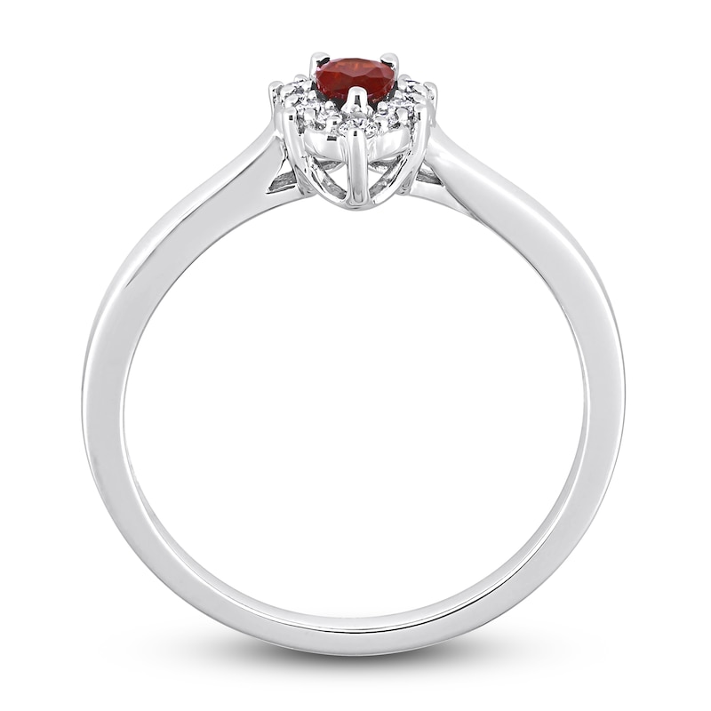 Main Image 4 of Garnet & Diamond Promise Ring 1/10 ct tw Pear/Round-Cut Sterling Silver