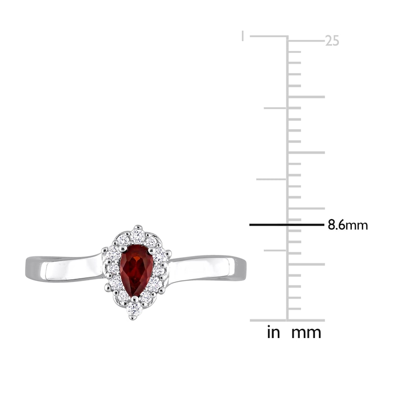 Main Image 5 of Garnet & Diamond Promise Ring 1/10 ct tw Pear/Round-Cut Sterling Silver