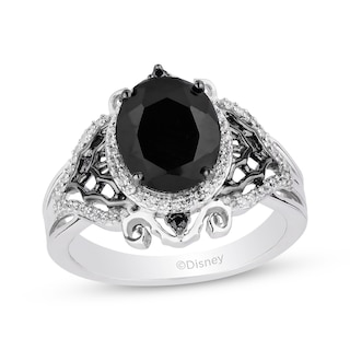Disney Treasures The Nightmare Before Christmas Oval-Cut Black Onyx & Diamond Ring 1/5 ct tw Sterling Silver