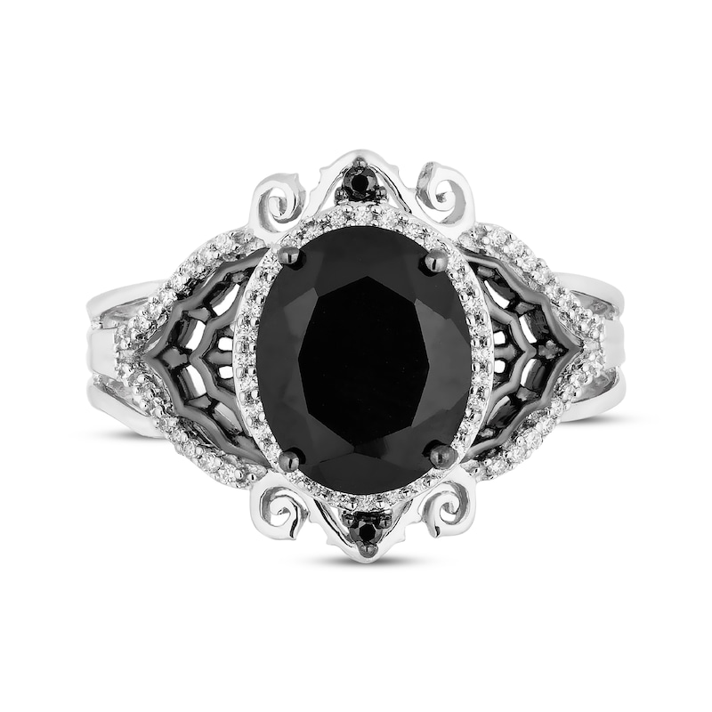 Disney Treasures The Nightmare Before Christmas Black Onyx & Diamond Ring 1/5 ct tw Sterling Silver