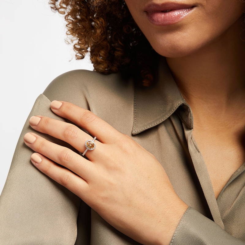 Citrine & White Lab-Created Ring Sterling Silver