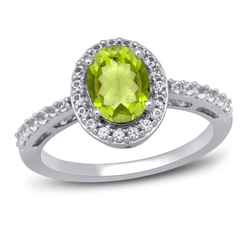 Main Image 1 of Peridot & White Lab-Created Ring Sterling Silver