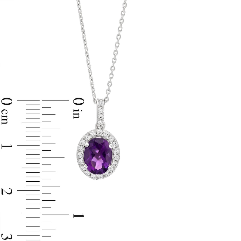 Amethyst & White Lab-Created Sapphire Necklace Sterling Silver 18"