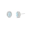 Aquamarine & White Lab-Created Sapphire Stud Earrings Sterling Silver