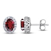 Thumbnail Image 0 of Garnet & White Lab-Created Stud Earrings Sterling Silver
