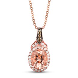 Le Vian Morganite Necklace 1/4 ct tw Diamonds 14K Strawberry Gold 18&quot;