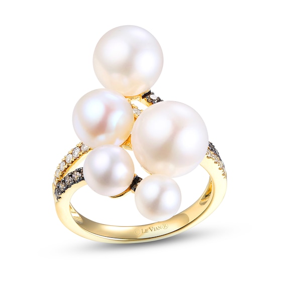 Le Vian Cultured Pearl Ring 1/3 ct tw Diamonds 14K Honey Gold