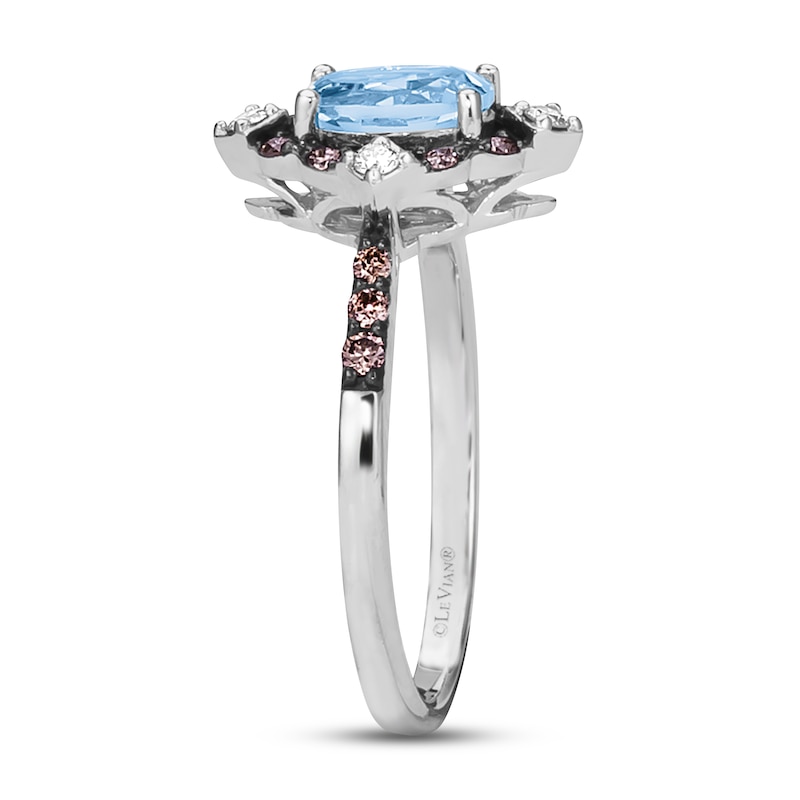 Main Image 3 of Le Vian Aquamarine Ring 1/5 ct tw Diamonds 14K Vanilla Gold