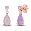 Pink Lab-Created Opal & Pink/White Lab-Created Sapphire Earrings 10K Rose Gold