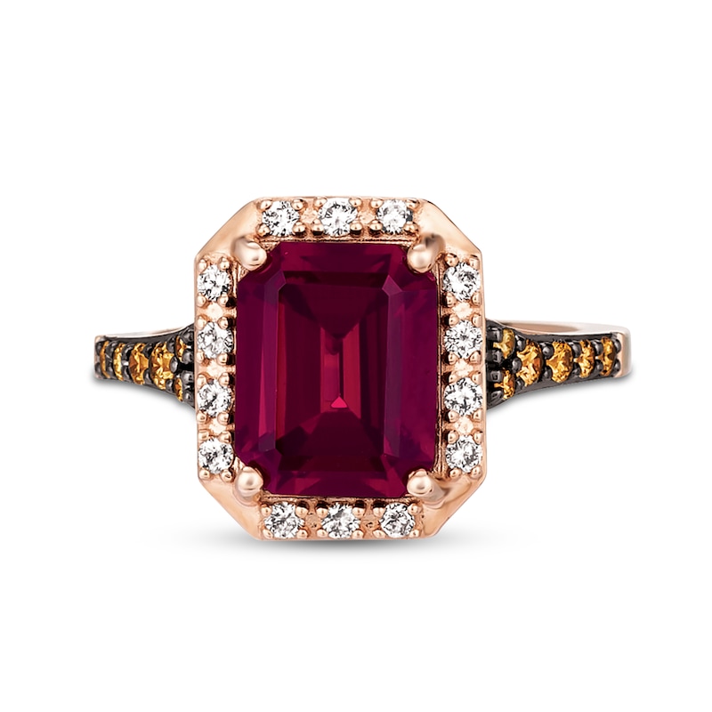 Le Vian Garnet Ring 1/3 ct tw Diamonds 14K Strawberry Gold