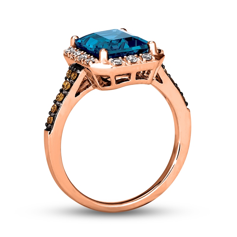 Le Vian Diamond  Blue Topaz Ring 1/3 ct tw Diamonds 14K Strawberry Gold  Kay