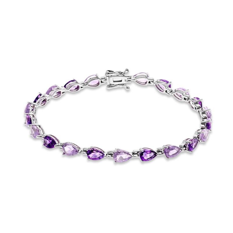Main Image 1 of Light And Dark Amethyst Bracelet Sterling Silver 7.25&quot;