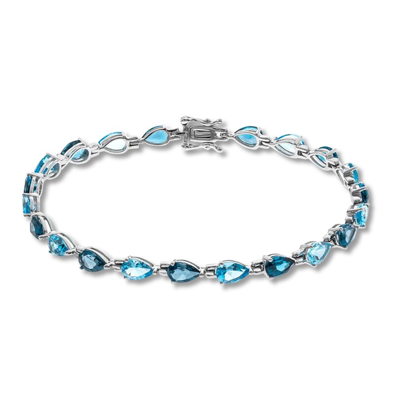 Main Image 1 of Blue Topaz Bracelet Sterling Silver 7.25&quot;