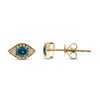 Thumbnail Image 1 of Blue Topaz & Diamond Evil Eye Stud Earrings 1/20 ct tw Round-Cut 10K Yellow Gold