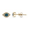 Thumbnail Image 0 of Blue Topaz & Diamond Evil Eye Stud Earrings 1/20 ct tw Round-Cut 10K Yellow Gold