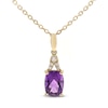 Thumbnail Image 1 of Amethyst & Diamond Necklace 1/20 ct tw Cushion/Round-Cut 10K Yellow Gold 18&quot;