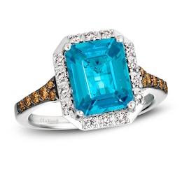 Le Vian Blue Topaz Ring 3/8 ct tw Diamonds 14K Vanilla Gold
