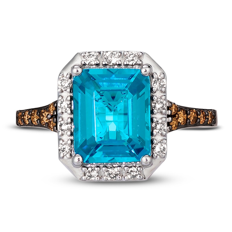 Main Image 2 of Le Vian Blue Topaz Ring 3/8 ct tw Diamonds 14K Vanilla Gold