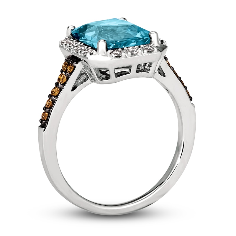 Le Vian Blue Topaz Ring 3/8 ct tw Diamonds 14K Vanilla Gold