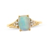 Thumbnail Image 1 of Ethiopian Opal & Diamond Ring 1/15 ct tw Cushion/Round-Cut 10K Yellow Gold