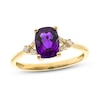Thumbnail Image 1 of Amethyst & Diamond Ring 1/20 ct tw Cushion/Round-Cut 10K Yellow Gold