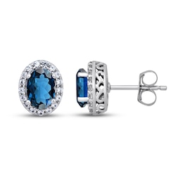 London Blue Topaz & White Lab-Created Sapphire Earrings Sterling Silver