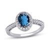 Thumbnail Image 0 of Blue Topaz & White Lab-Created Sapphire Ring Sterling Silver