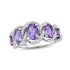 Thumbnail Image 1 of Amethyst & White Lab-Created Sapphire Five-Stone Ring Sterling Silver