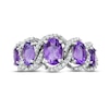 Thumbnail Image 3 of Amethyst & White Lab-Created Sapphire Five-Stone Ring Sterling Silver