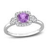 Thumbnail Image 1 of Amethyst & Diamond Promise Ring 1/10 ct tw Cushion/Round-Cut Sterling Silver