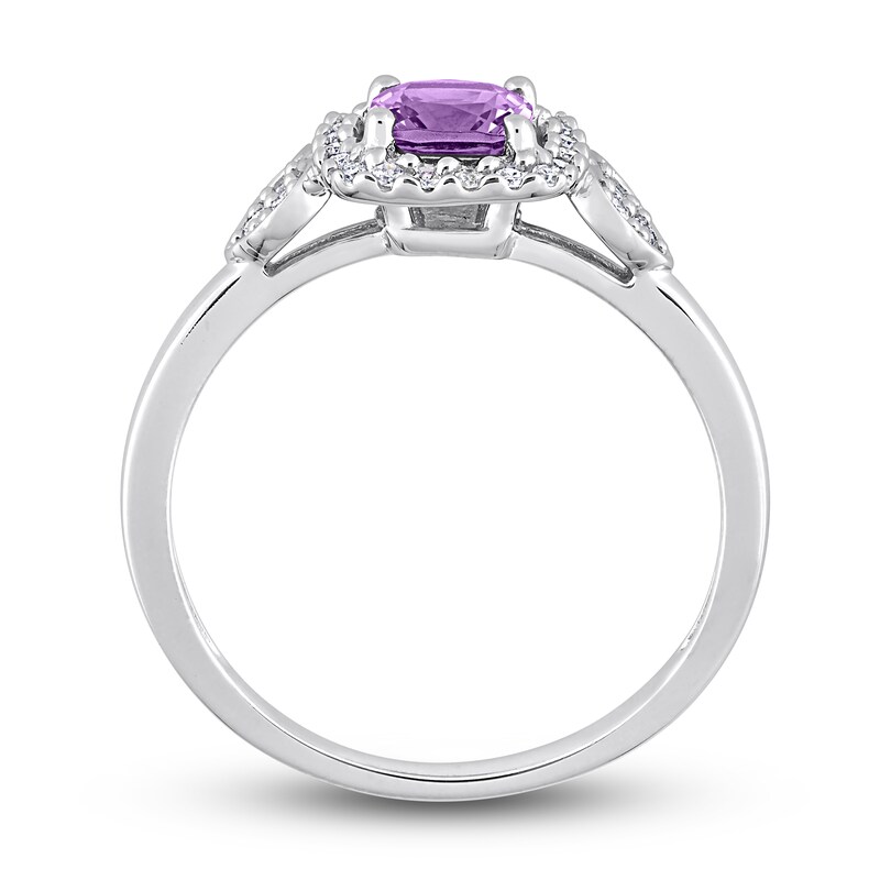 Main Image 4 of Amethyst & Diamond Promise Ring 1/10 ct tw Cushion/Round-Cut Sterling Silver
