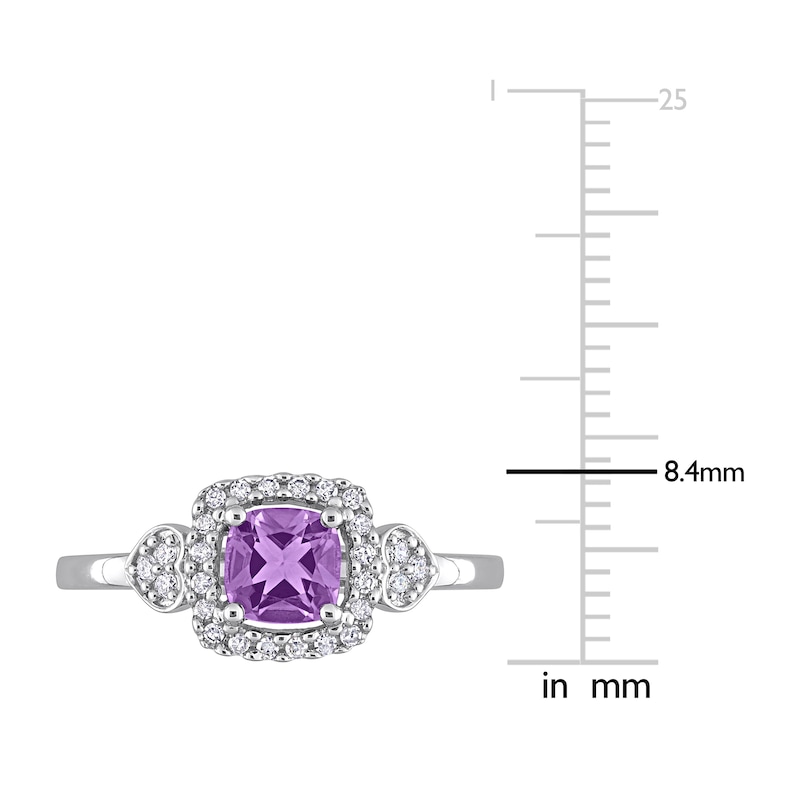 Amethyst & Diamond Promise Ring 1/10 ct tw Cushion/Round-Cut Sterling Silver