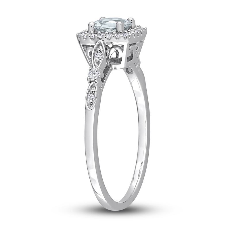 Main Image 3 of Aquamarine & Diamond Promise Ring 1/10 ct tw Round-Cut Sterling Silver