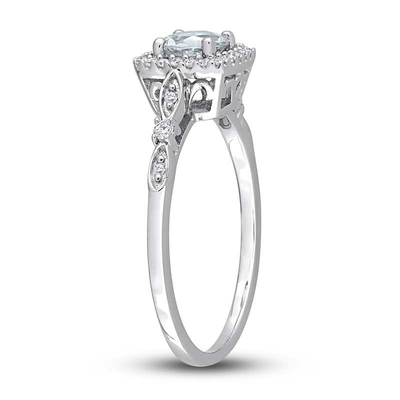 Aquamarine & Diamond Promise Ring 1/10 ct tw Round-Cut Sterling Silver