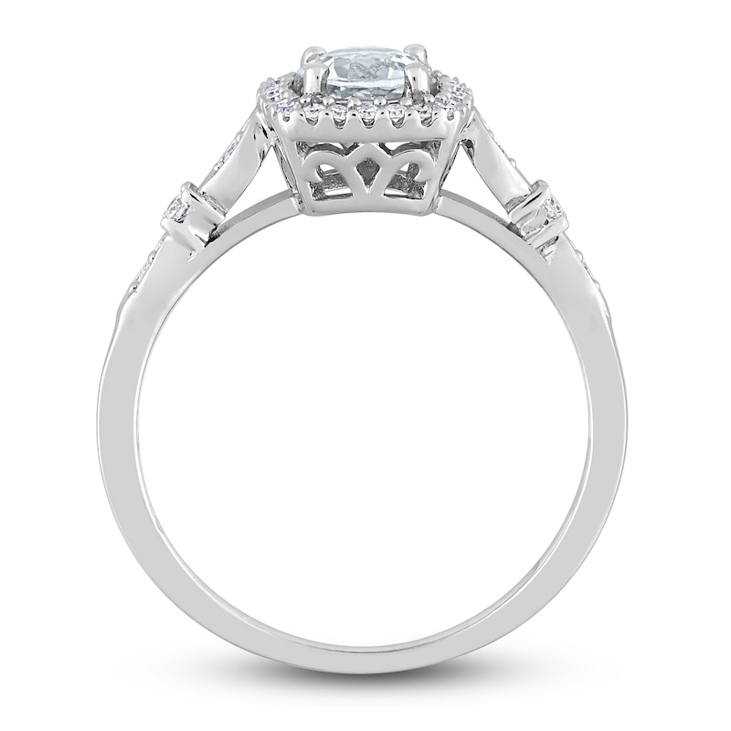 Main Image 4 of Aquamarine & Diamond Promise Ring 1/10 ct tw Round-Cut Sterling Silver