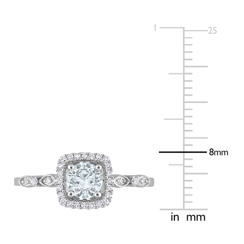 Main Image 5 of Aquamarine & Diamond Promise Ring 1/10 ct tw Round-Cut Sterling Silver