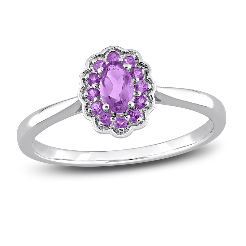 Main Image 1 of Amethyst Promise Ring Sterling Silver