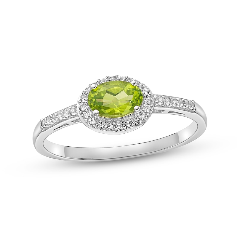 Main Image 1 of Peridot & White Lab-Created Sapphire Ring Sterling Silver