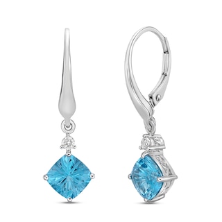 Luminous Cut Blue & White Topaz Drop Earrings Sterling Silver | Kay
