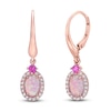 Thumbnail Image 1 of Pink Lab-Created Opal, Pink & White Lab-Created Sapphire Earrings 10K Rose Gold