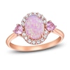 Thumbnail Image 1 of Pink Lab-Created Opal, Pink & White Lab-Created Sapphire Ring 10K Rose Gold