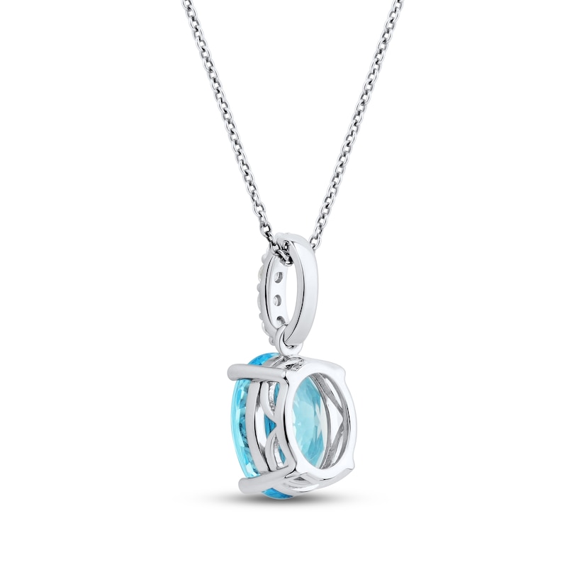 Main Image 3 of Swiss Blue Topaz & White Lab-Created Sapphire Necklace Sterling Silver 18&quot;