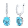 Thumbnail Image 1 of Swiss Blue Topaz & White Lab-Created Sapphire Drop Earrings Sterling Silver