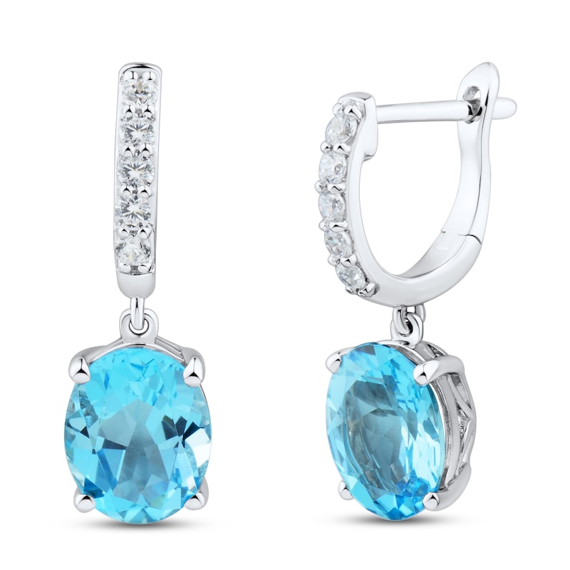 Swiss Blue Topaz & White Lab-Created Sapphire Drop Earrings Sterling ...